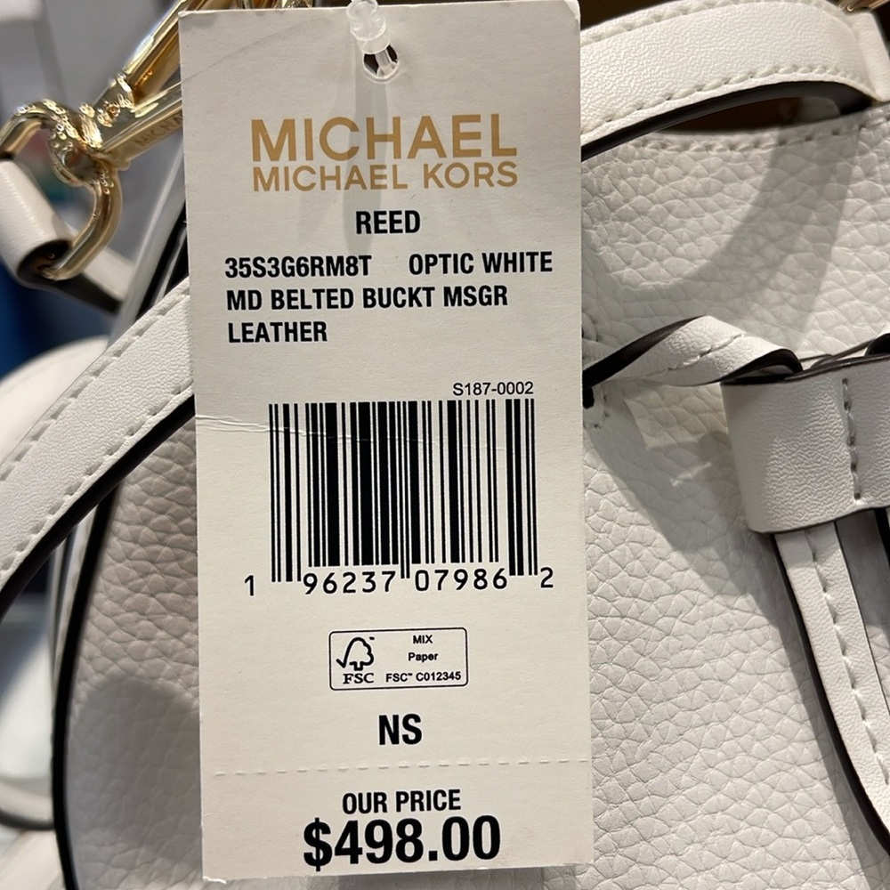 MICHAEL KORS 
Reed Medium Pebbled Leather Bucket Bag Satchel Crossbody Handbag - Picture 13 of 16